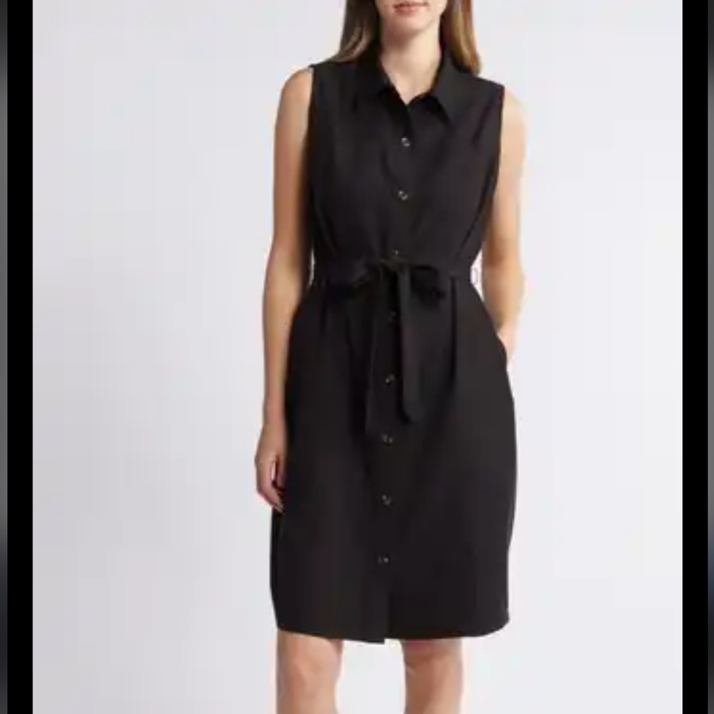 Dalin Blk Linen Button Front Dress NWT Sz.2X